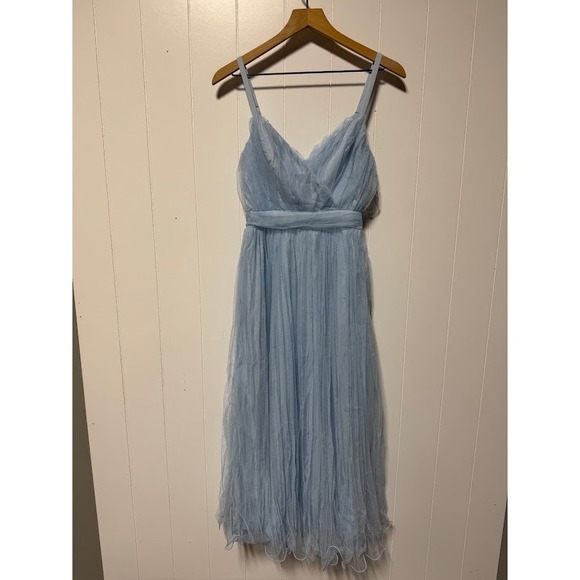 Lulus Baby Blue Tulle Bridesmaid Formal Evening Gown XS - Picture 2 of 12